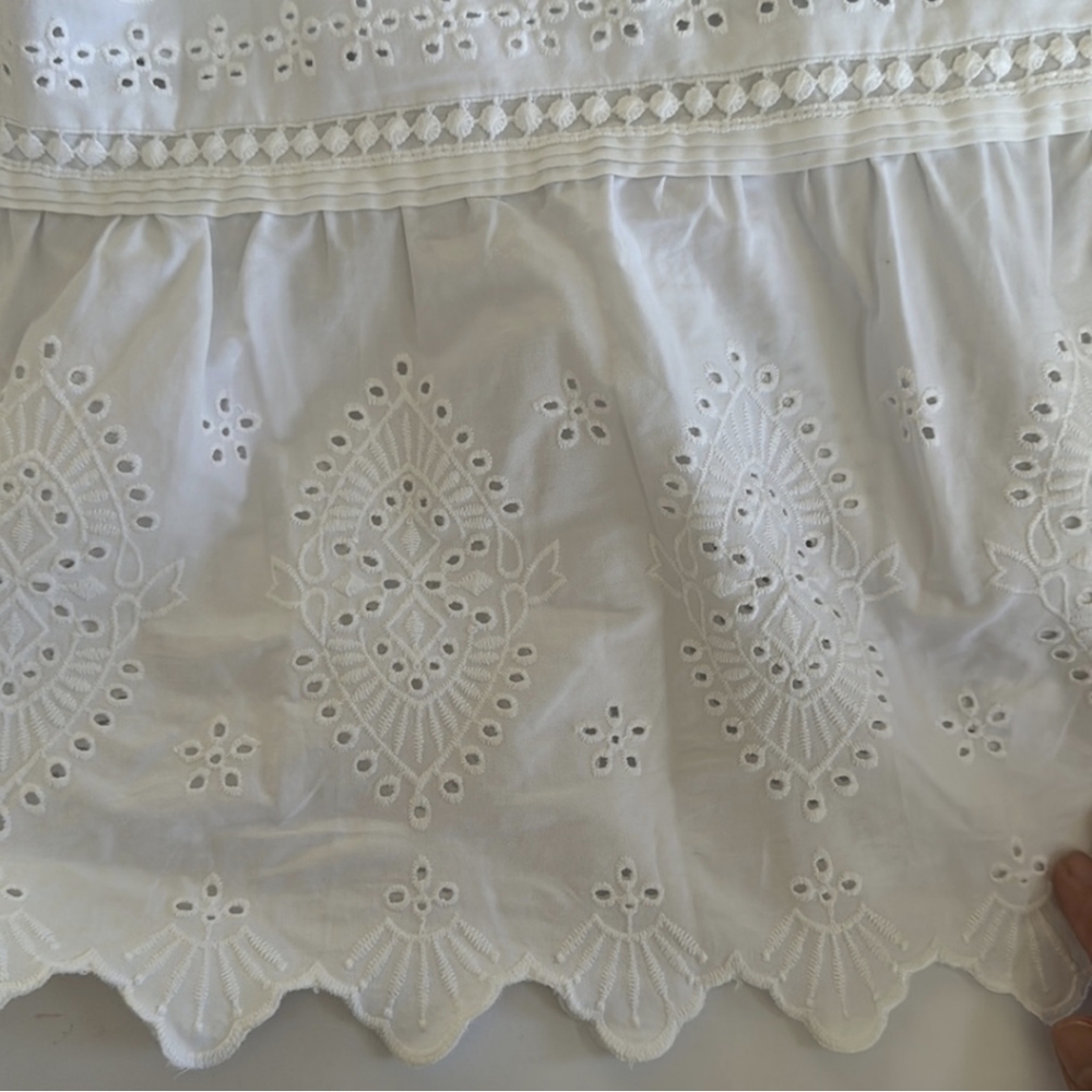 NWT Jason Wu Eyelet 2 Pc Set Tiered Ruffled Midi Skirt & Corset Crop Top White M - Picture 13 of 16